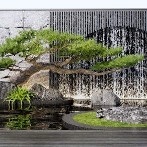新中式假山水景3D模型下载